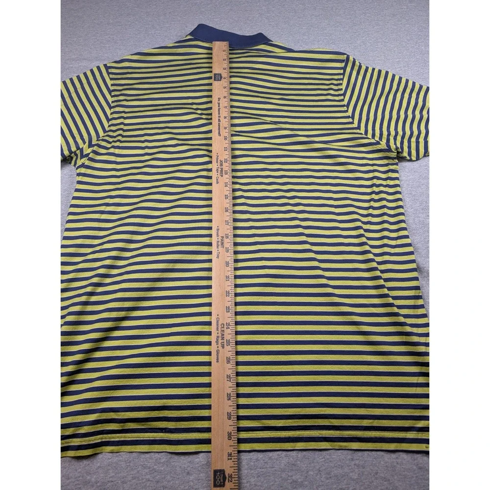 Peter Millar Mens XL Polo Shirt Green Navy Blue Striped Cotton MF16K03